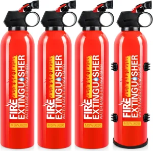 4 Pack Fire Extinguisher for Home with Wall Mount - 620ml Portable Fire Extinguisher for Car Vehicle Boat House Kitchen, Water-Based Fire Extinguisher for A, B, C, K Fire