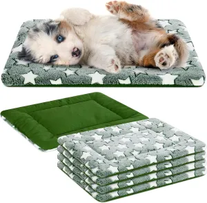 4 Pcs Washable Dog Bed Crate Mat Pad Replaceable Reversible Kennel Pad for Crate Pet, Sleeping Mat for Small, Medium, Large Dog Machine Washable(18 x 24 x 1.6 Inch,Green)