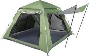 4-PersonCamping Tent,Family Dome Weatherproof Tent with Easy Setup, Included Rainfly and Carry Bag, 2 Windows and 2 Doors for Air Flow for Backpacking, Hiking, or BeachOutdoors