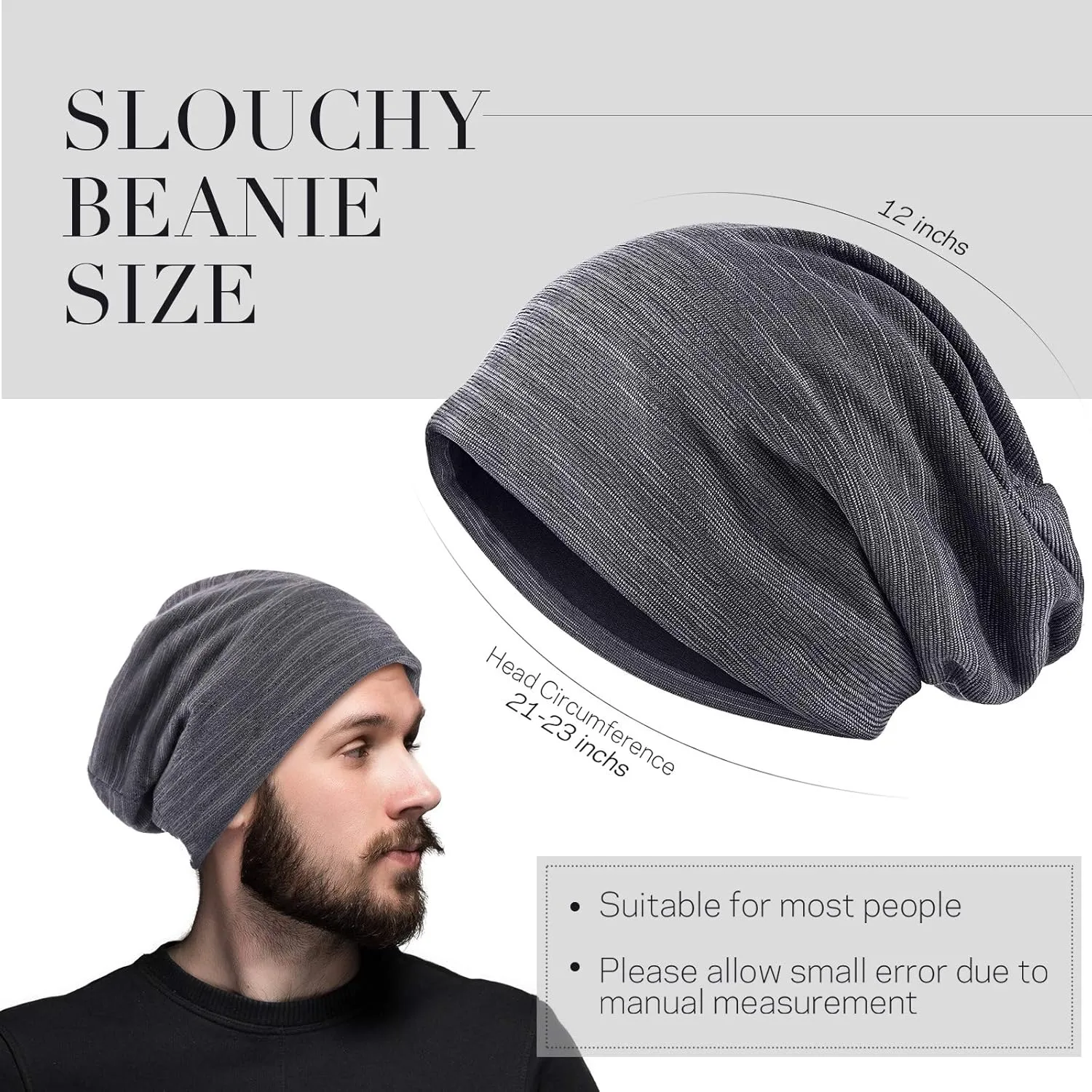 4 Pieces Slouchy Beanie Hat Sleeping Cap Baggy Skull Knit Sleeping Hat Headwear Head Wrap Cap for Men Women