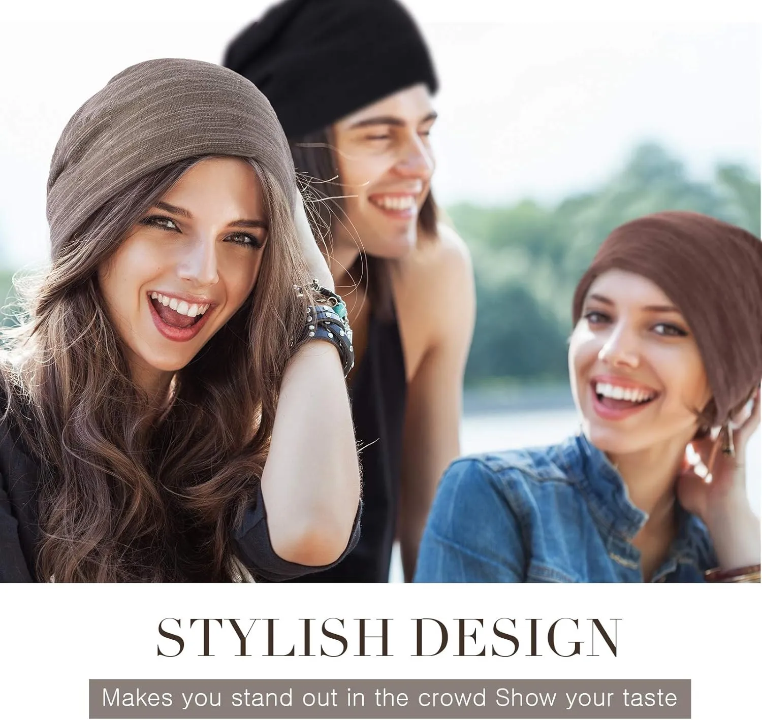 4 Pieces Slouchy Beanie Hat Sleeping Cap Baggy Skull Knit Sleeping Hat Headwear Head Wrap Cap for Men Women