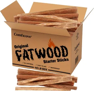 40 lbs. Fire Starter Fatwood Sticks Camping Essentials | Great Fire Logs and Fire Starters for Campfires, Wood Stoves, Bonfires, Fireplaces