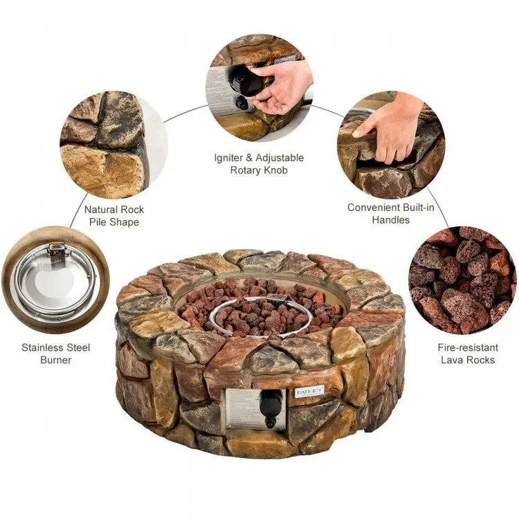 40000 BTU Outdoor Camping Party Rock Gas Fire Pit