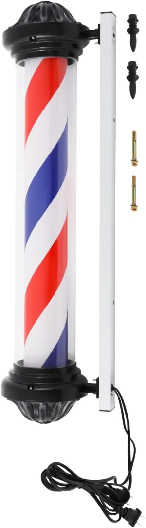 40in LED Barber Pole Light Hair Salon Barber Shop Open Sign Hair Salon Rotating Stripe Pole Light Red White Blue LED Strips Hair Salon Sign Light Indoor/Outdoor