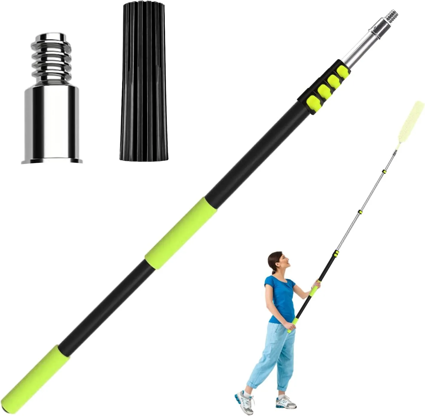 4.5-19.5 FT Telescopic Extension Pole, Heavy-Duty Aluminum Alloy Extendable Pole for Painting, Dusting, Window Cleaning, and High-Reach Household Tasks