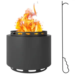 48.5cm Portable Wood Burning Firepit with Poker for Camping, Bonfire Party, Dark Grey