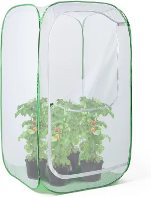 48" Outdoor Mesh Plant Enclosure, Mesh Plant Cover for Pests, Bird and Pest Protection Guard for Fruit, Vegetables, Flowers and Herbs Pop-Up Cage 28 x 28 x 48 Inches