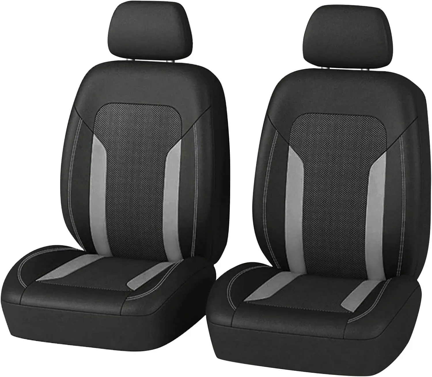 4PCS Universal Car Seat Cover with Breathable Mesh Backrest,Comfortable Car Seat Protector with Foam Padding and Retaining Buckle,Highly Elastic Car Seat Covers Full Set (Gray)