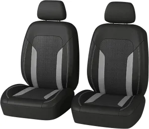 4PCS Universal Car Seat Cover with Breathable Mesh Backrest,Comfortable Car Seat Protector with Foam Padding and Retaining Buckle,Highly Elastic Car Seat Covers Full Set (Gray)