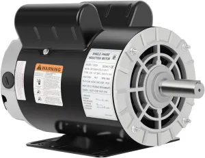 5 HP SPL Air Compressor Motor, 3450 RPM Electric Motor, 230V Single Phase Motor, 56HZ Frame 7/8" Keyed Shaft 60 Hz, Commercial-Duty CCW Rotation, 2.25" Shaft Length for Air Compressors