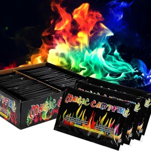 50Pack Magic Fire Colorful Flames,Color Fire Packets,Fire Color Changing Packets for Fire Pit,Outdoor Fireplaces,Campfires,Camping Essentials,Colored Fire Flame Packets for Adults