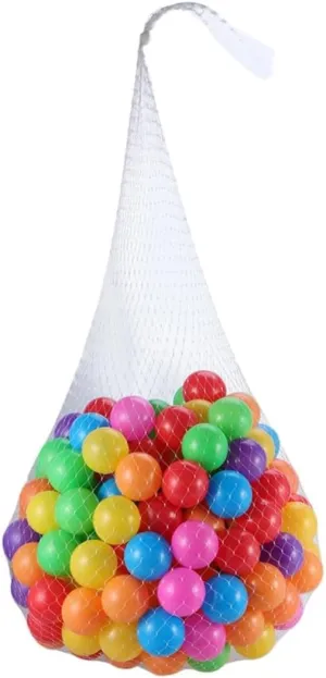 50pcs Ball Crush Plastic Pit Balls with Storage Mesh Bag for Hands Develops Color Recognition Hand Eye Coordination for Playtime Fun