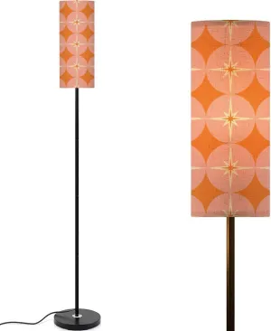 50s Mid Century Modern Seamless Pattern Modern Floor Lamp Minimalist Standing Lamps for Living Room LED Corner Lamp Remote Control Metal Pole Lamp for Bedroom, Reading