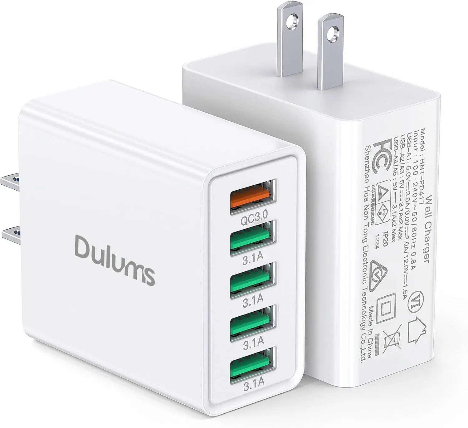 50W USB Wall Charger Block,2Pack 5-Port Charger Fast Charging Block QC 3.0 Multiport Box Brick Cube USB A Wall Plug for iPhone 16/15/14 Pro Max Plus, iPad,Galaxy, LG, Moto, Android Phones,AirPorts