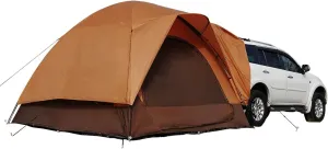 6-Person SUV Tent Attachment for Camping with 4 Full Meshed Door,Water Resistant Car Camping Tent with Rainfly and Carry Bag, Fits CUV's, SUV's, and Minivans, 10ft*10ft*6.9ft