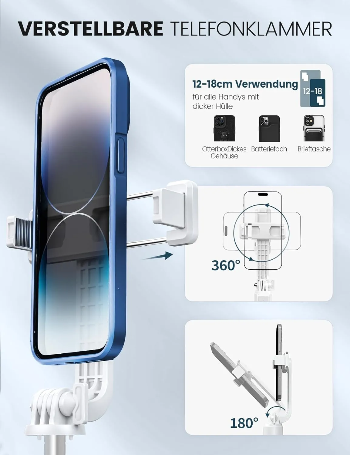 60'' Phone Tripod & Selfie Stick Tripod, [All in 1] Travel with Remote for Cell Compatible 4''-7'' iPhone Android Stand Vlogging B-White[60''＆Reinforced Stability] (ANXST04W)
