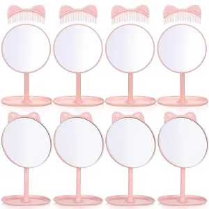 8 Pcs Spa Party Supplies Mirror Pink for Sleepover Favors Makeup Mirror for Spa Sleepover Slumber Birthday Party