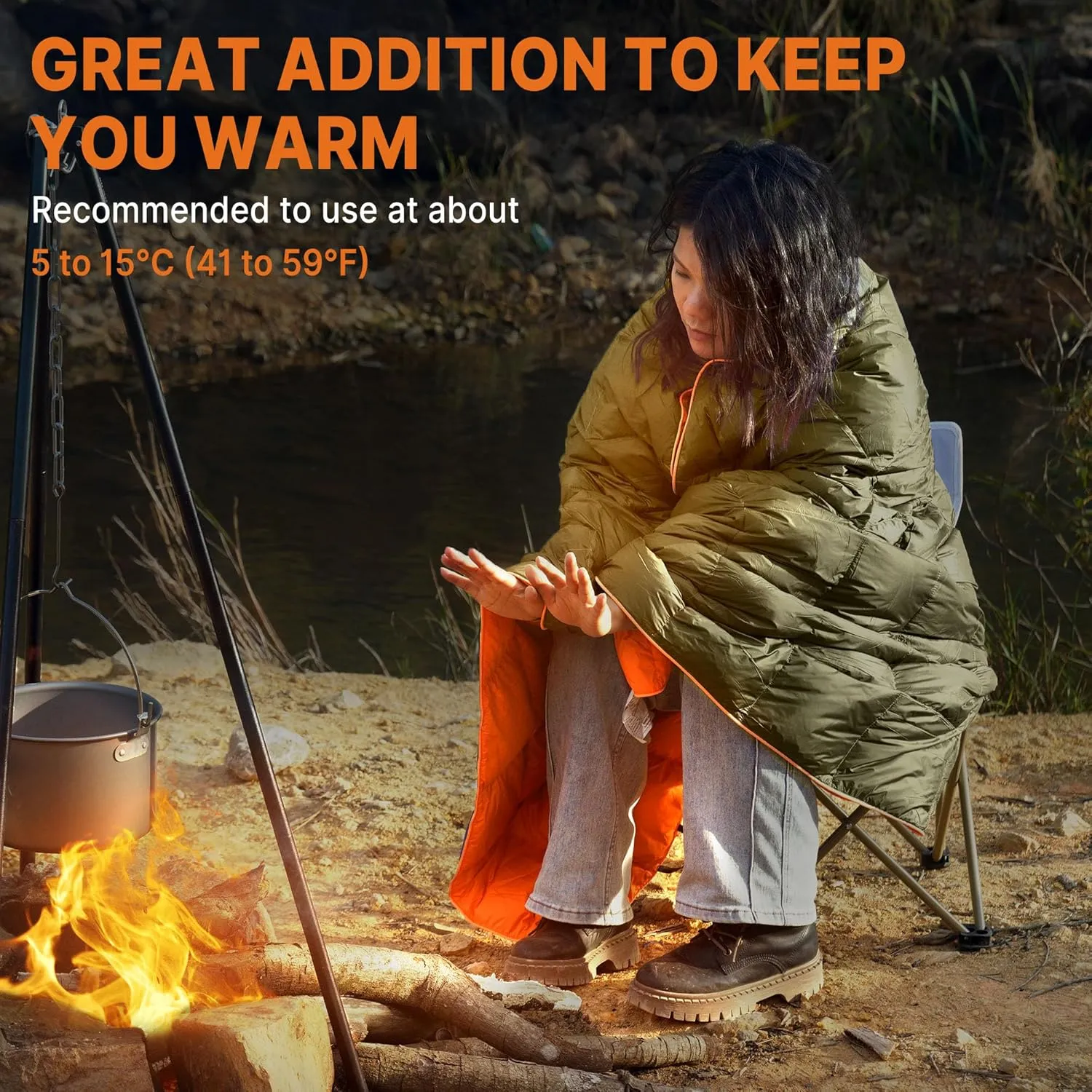 80% Duck Down GAIALOOP Down Puffy Blanket for Car Camping Outdoor Travel Backpacking, 80% Duck Down & 20% Feather, Lightweight Portable Soft Warm Cozy Duck Down Camping Blanket Quilt