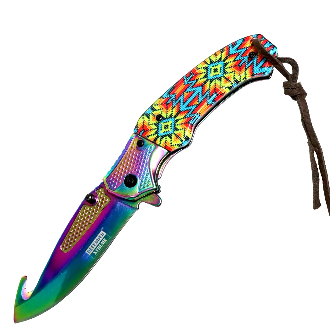 8" Spring Assisted Folding Knife with Designer Handle