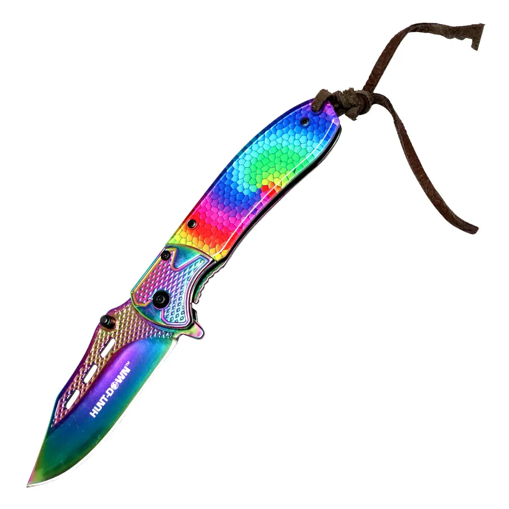 8" Spring Assisted Folding Knife with Designer Handle