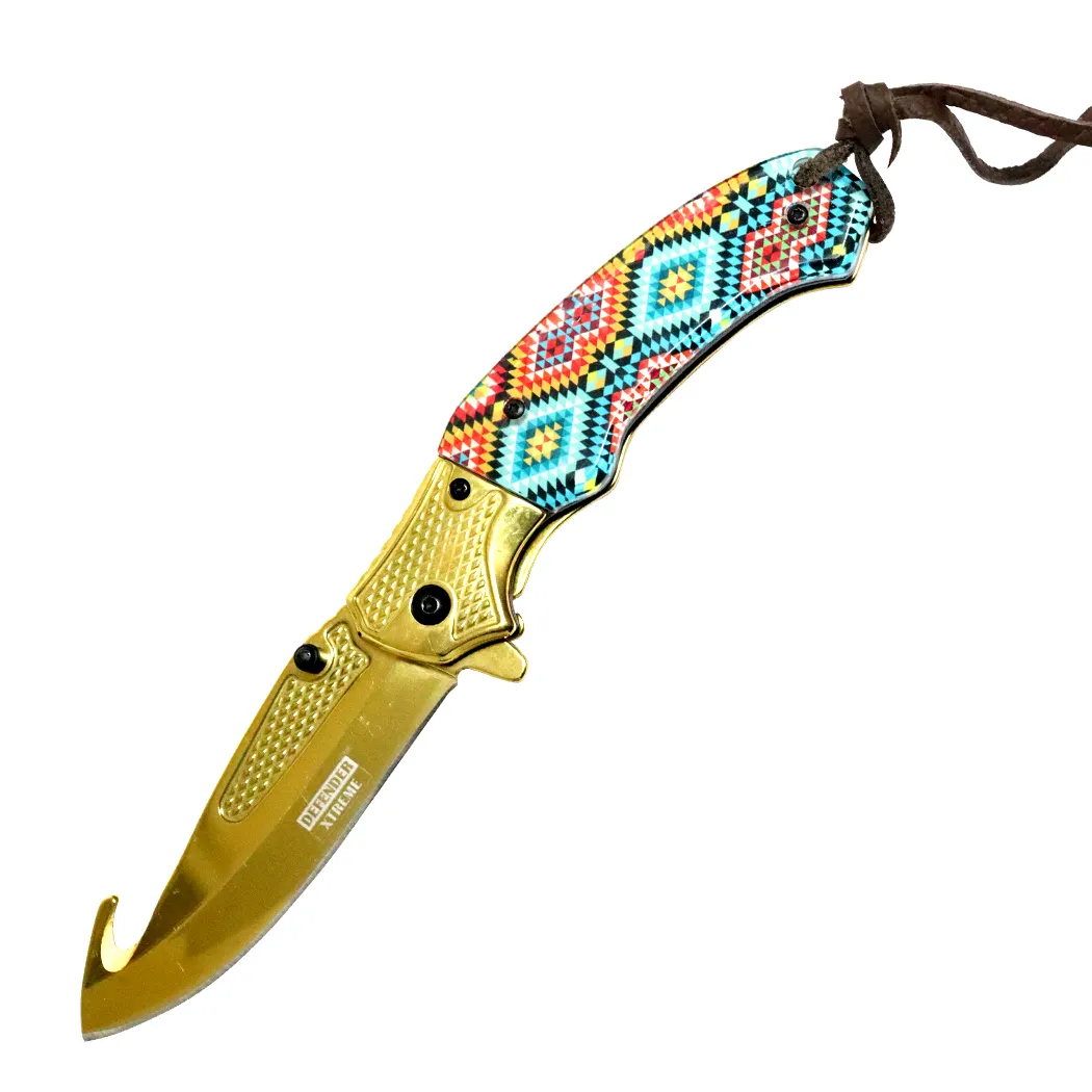 8" Spring Assisted Folding Knife with Designer Handle