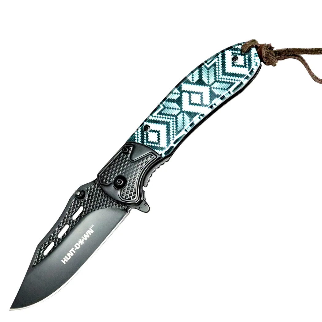 8" Spring Assisted Folding Knife with Designer Handle