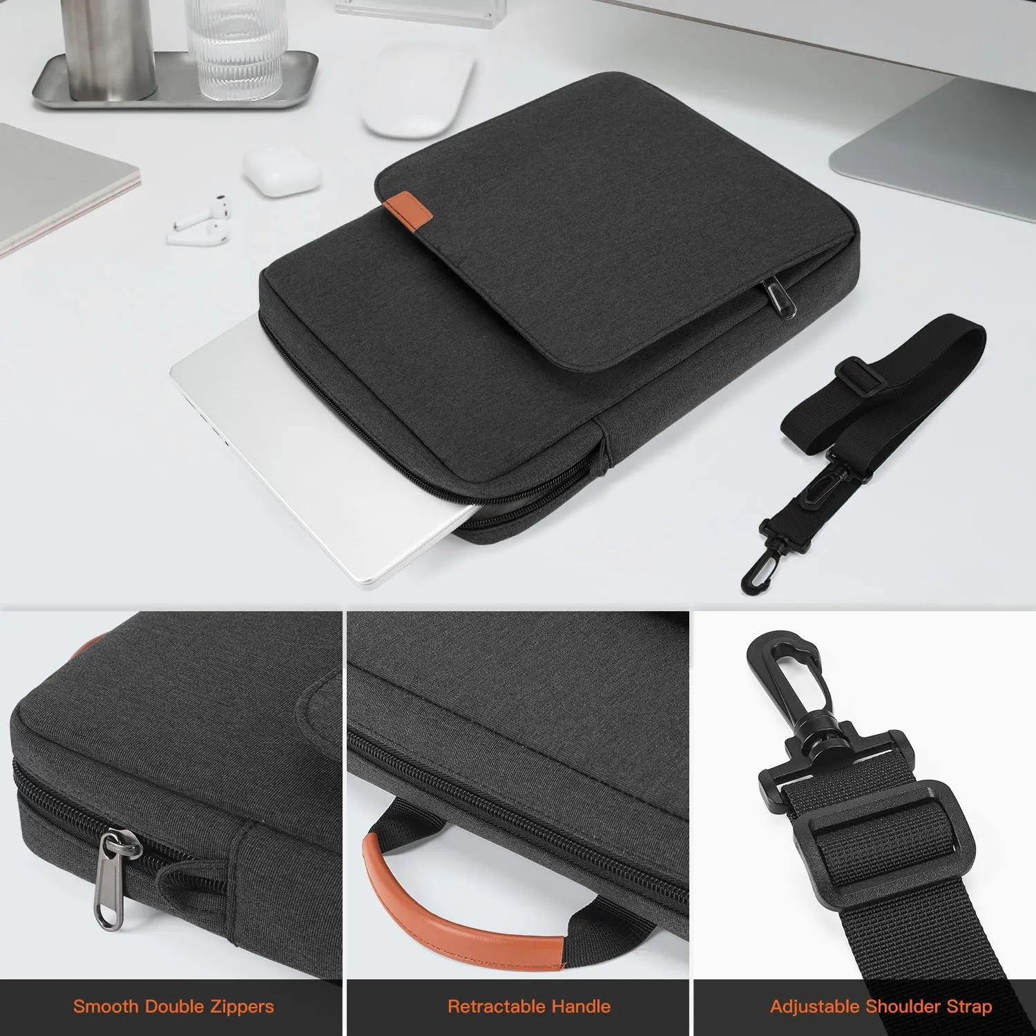 9-11 Inch Tablet Sleeve Carrying Case Bag for iPad Air M2 M3/iPad Pro M4 2024, iPad 11th, Galaxy Tab A9  Plus 11"/ Tab S9 S8 S6, Fire HD 10, Space Grey