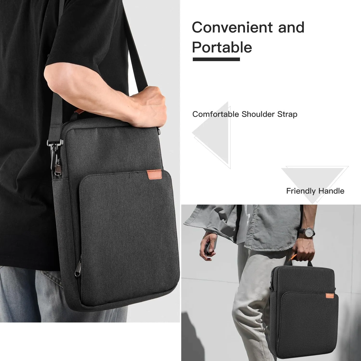 9-11 Inch Tablet Sleeve Carrying Case Bag for iPad Air M2 M3/iPad Pro M4 2024, iPad 11th, Galaxy Tab A9  Plus 11"/ Tab S9 S8 S6, Fire HD 10, Space Grey