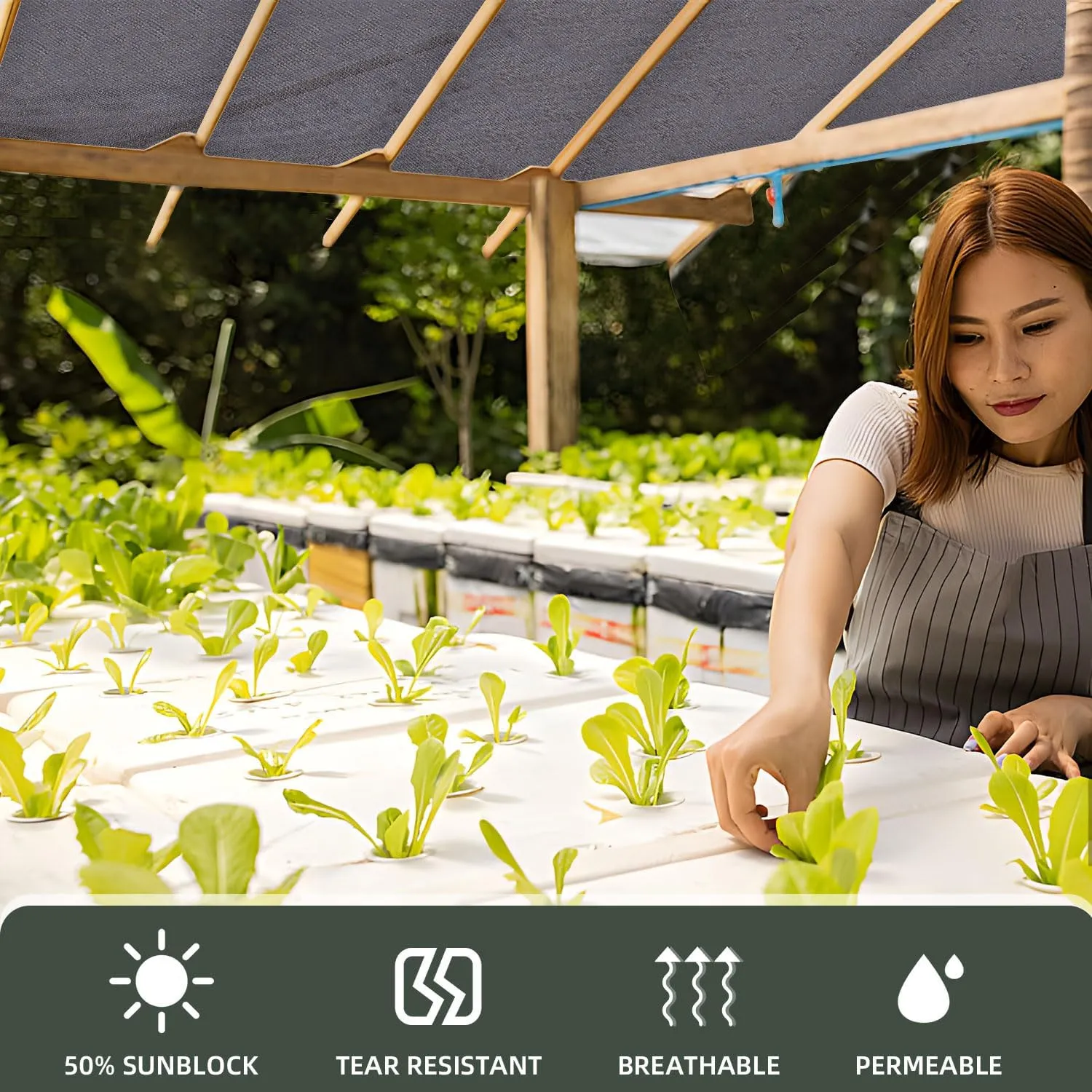 90% 20x20 Ft Shade Cloth for Garden,UV Resistant Sunblock Mesh Net for Plant Greenhouse Vegetables Flowers (Ebony)