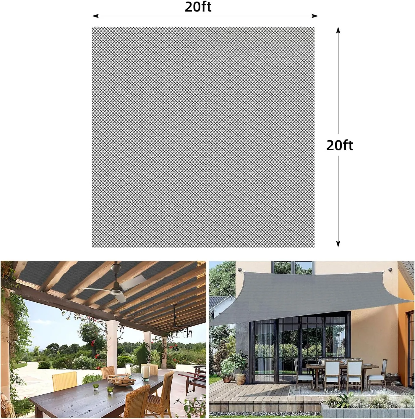 90% 20x20 Ft Shade Cloth for Garden,UV Resistant Sunblock Mesh Net for Plant Greenhouse Vegetables Flowers (Ebony)