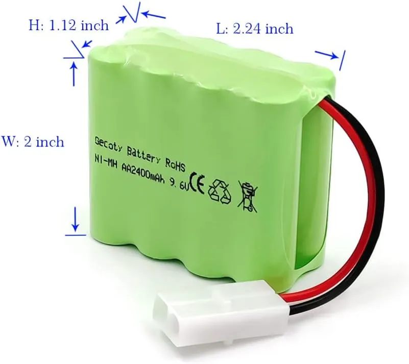 9.6V NiMH Battery, 2400mAh Rechargeable AA Battery Pack with Tamiya Plug and Charge Cable for RC Car, RC Battle Tank, RC Boat