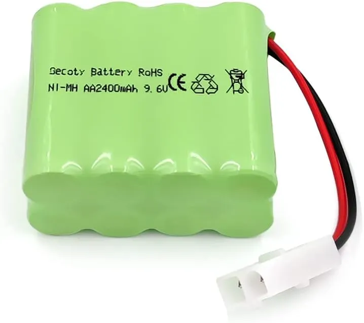 9.6V NiMH Battery, 2400mAh Rechargeable AA Battery Pack with Tamiya Plug and Charge Cable for RC Car, RC Battle Tank, RC Boat