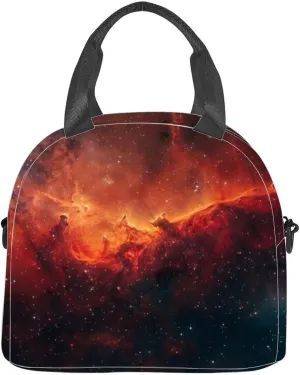 A colorful galaxy a blue and orange cloud Insulated Adult Lunch Bag with Shoulder Strap for Women Lightweight Reusable Portable Freezable Lunch Tote Bag for Work Picnic