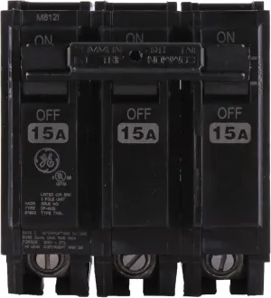 ABB Q-Line® THQL32015 Circuit Breaker • 15A/3-Pole Configuration • 120/240 VAC, 10 kAIC • Thermal Magnetic Trip • Quick-Make/Quick-Break Mechanism • Plug-in Mount