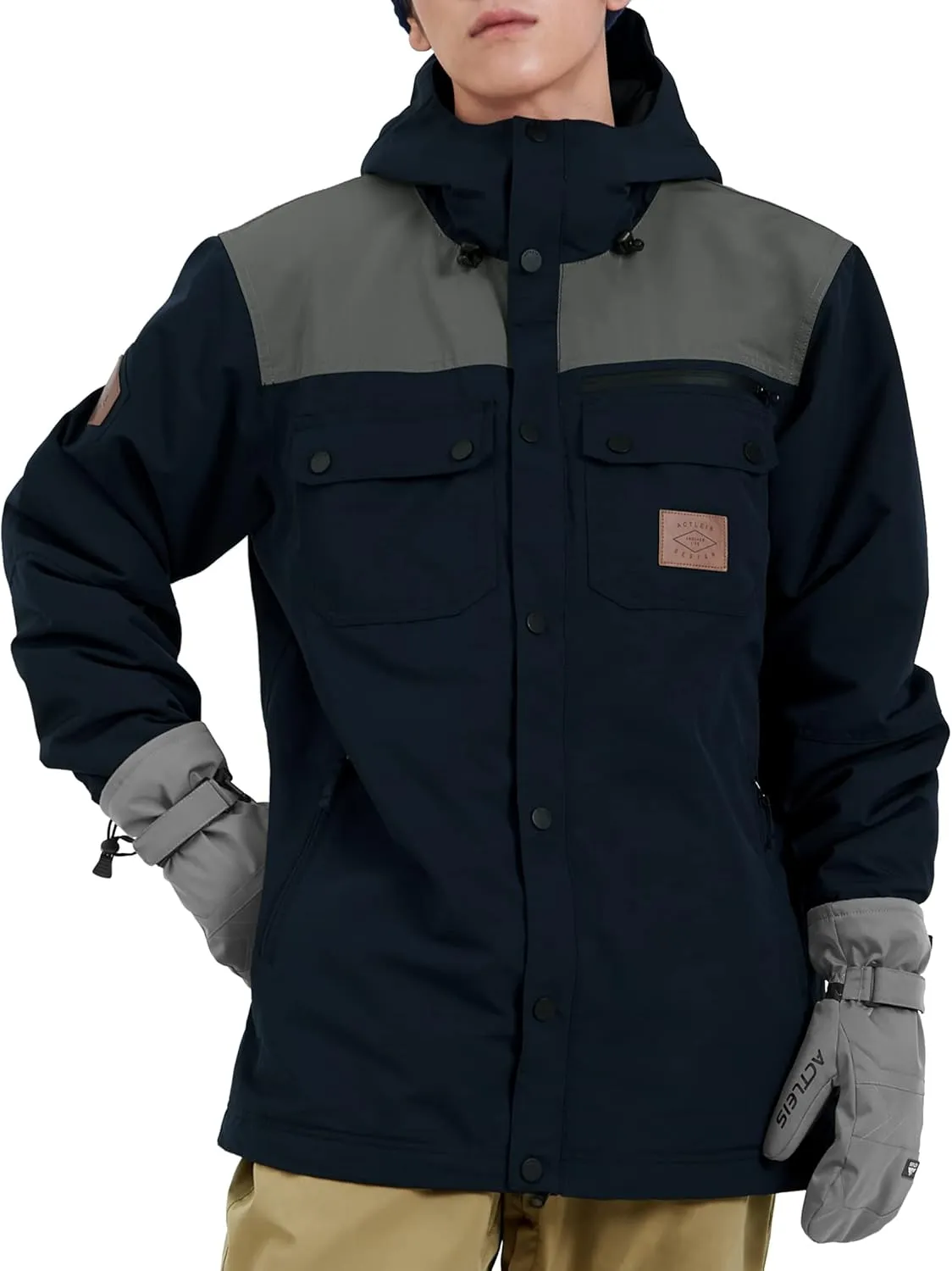 Actleis Winter Snowboard Jacket Warm Snow Coats For Men Waterproof Insulated Skiing Jacket