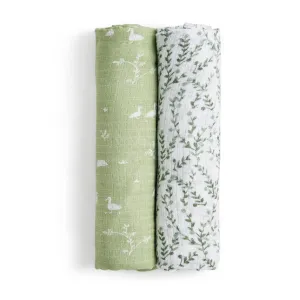 aden   anais Essentials Silky Soft Bamboo Muslin Swaddle, Breathable Baby Blanket, Ideal for Boys, Girls, Newborns, Babies & Infants, Receiving Blanket, Lightweight Wrap, 2 Pack, Nature Friends