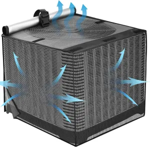 Air Conditioner Covers for Outside, Breathable Full Mesh With Waterproof Top Air Conditioner Cover for All Seasons, AC Unit Cover Protect from Cotttonwood Fluff, Leaves, Debris, 32x32x36 Inch-Black