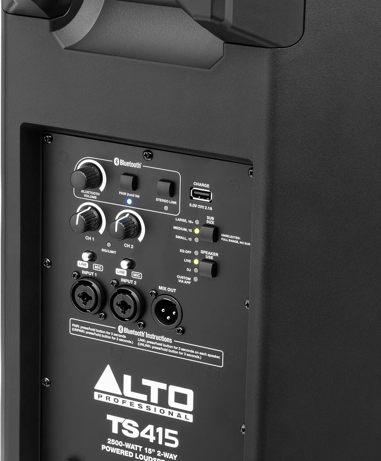 ALTO TS415 - 2500W 15" Powered PA Speaker with 3 Channel Mixer, Bluetooth Streaming, Wireless Loudspeaker Linking, DSP and ALTO App