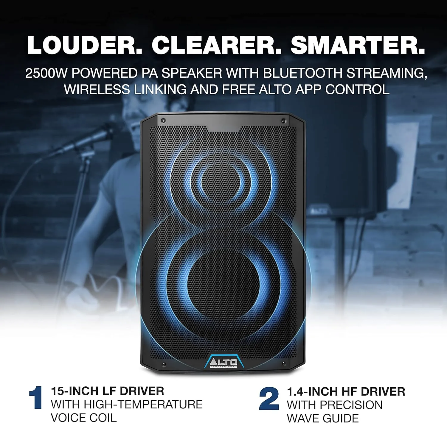 ALTO TS415 - 2500W 15" Powered PA Speaker with 3 Channel Mixer, Bluetooth Streaming, Wireless Loudspeaker Linking, DSP and ALTO App