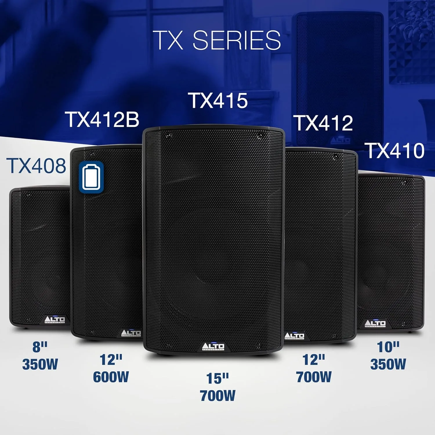 ALTO TX408 350W 8-Inch Powered PA Speaker with Bluetooth, 2-Channel Mixer, Line Level for Mobile DJs and Musicians, for Small Venues, Rehearsals and Events