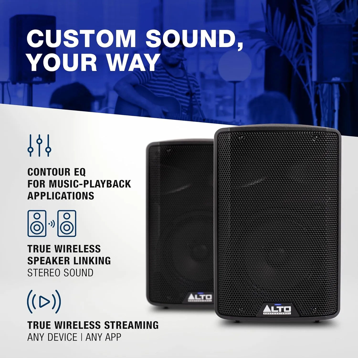 ALTO TX408 350W 8-Inch Powered PA Speaker with Bluetooth, 2-Channel Mixer, Line Level for Mobile DJs and Musicians, for Small Venues, Rehearsals and Events