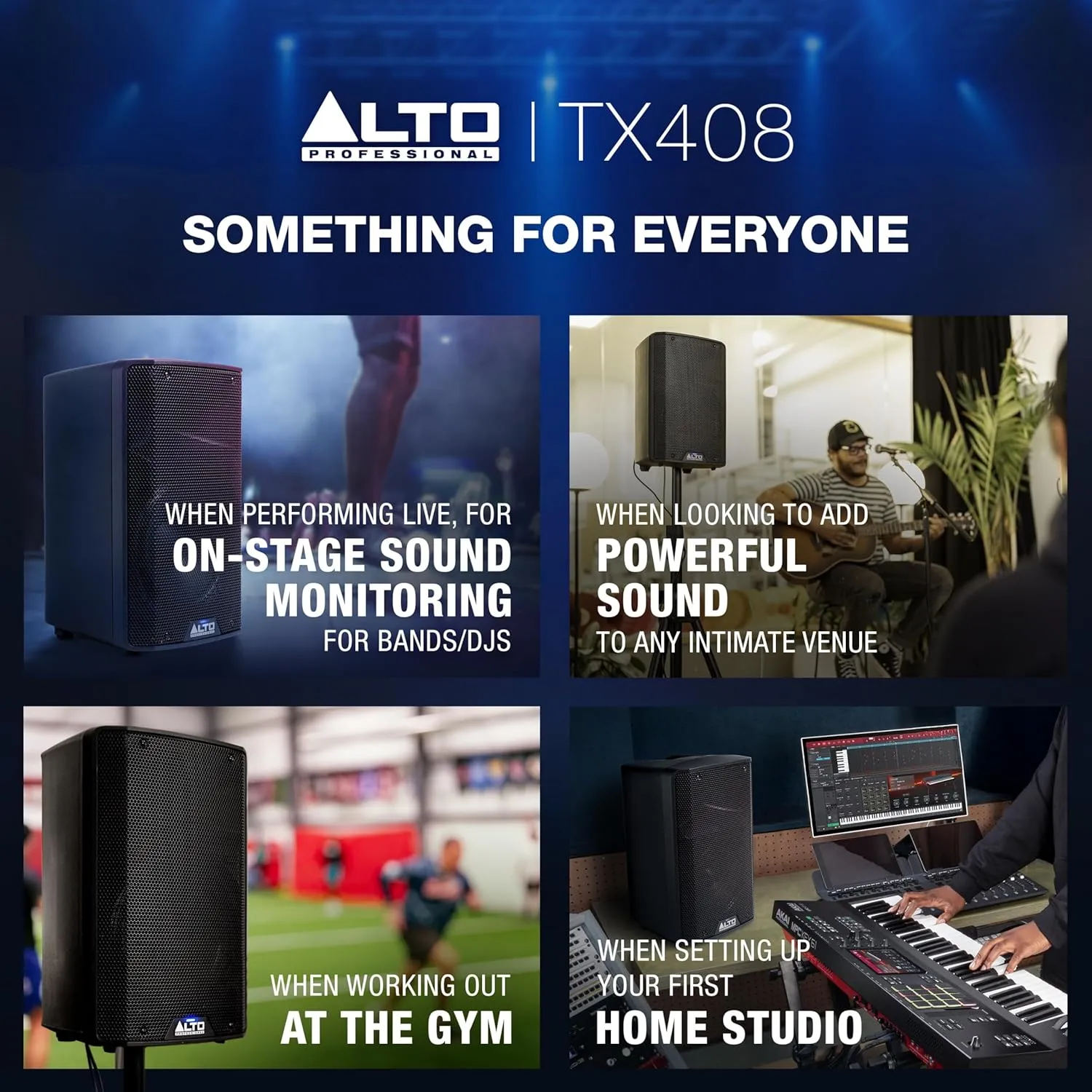 ALTO TX408 350W 8-Inch Powered PA Speaker with Bluetooth, 2-Channel Mixer, Line Level for Mobile DJs and Musicians, for Small Venues, Rehearsals and Events