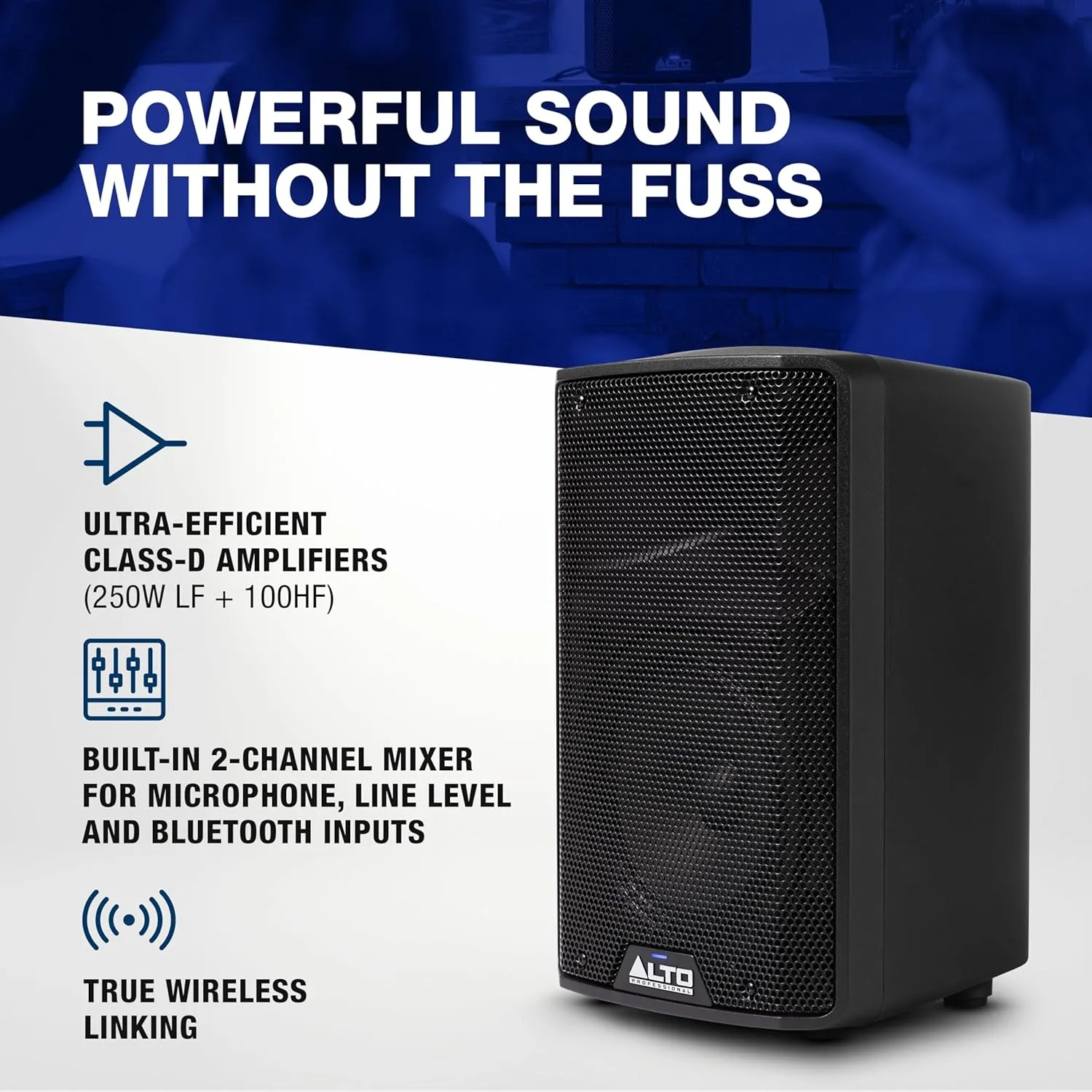 ALTO TX408 350W 8-Inch Powered PA Speaker with Bluetooth, 2-Channel Mixer, Line Level for Mobile DJs and Musicians, for Small Venues, Rehearsals and Events