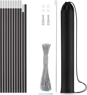 Aluminum Tent Poles Replacement,Pre-Assembled Tent Poles,Fits Both Female and Male Ends,7001 T6 Lightweight Tent Rod Repair Kit for Camping Hiking Backpacking Tent (14ft 7.4in)