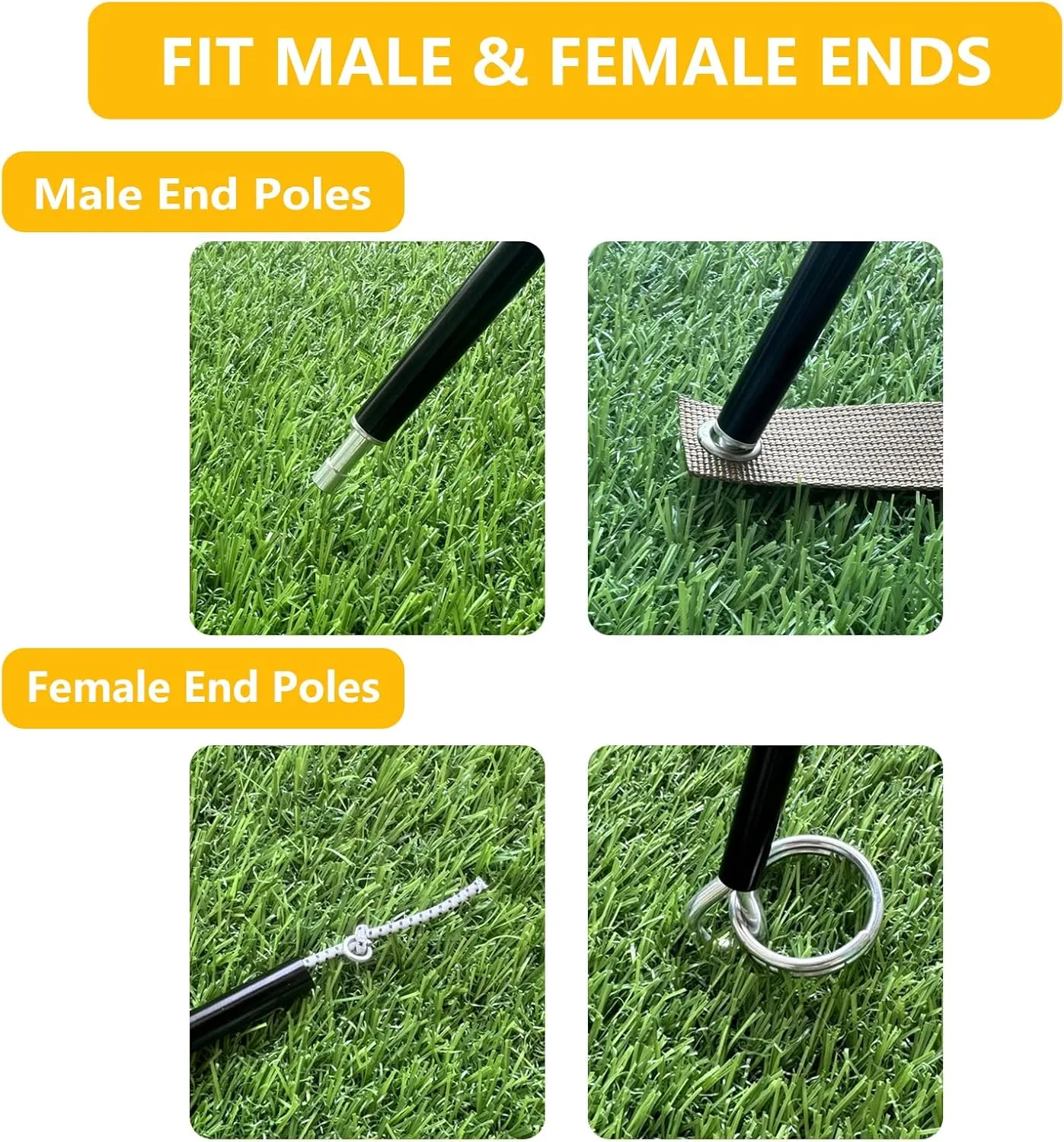 Aluminum Tent Poles Replacement,Pre-Assembled Tent Poles,Fits Both Female and Male Ends,7001 T6 Lightweight Tent Rod Repair Kit for Camping Hiking Backpacking Tent (14ft 7.4in)