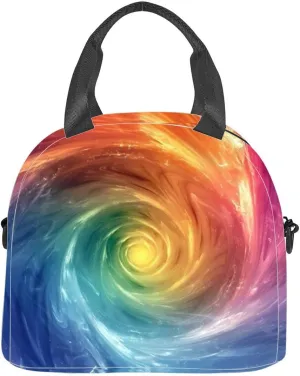 Amazing colorful space vortex Glowing spiral Insulated Adult Lunch Bag with Shoulder Strap for Women Lightweight Reusable Portable Freezable Lunch Tote Bag for Work Picnic