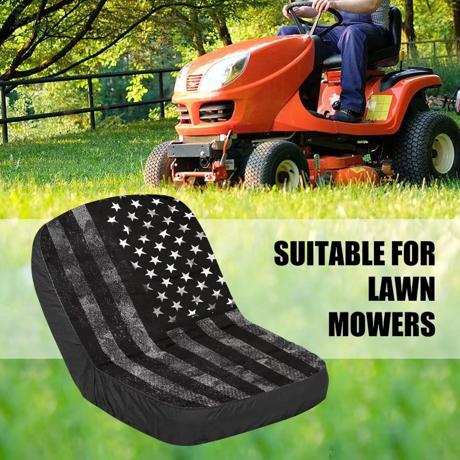 American Flag Print Excavator Seat Cover with Mesh Storage Bag Non-Slip Sweat Absorption with Back Pockets