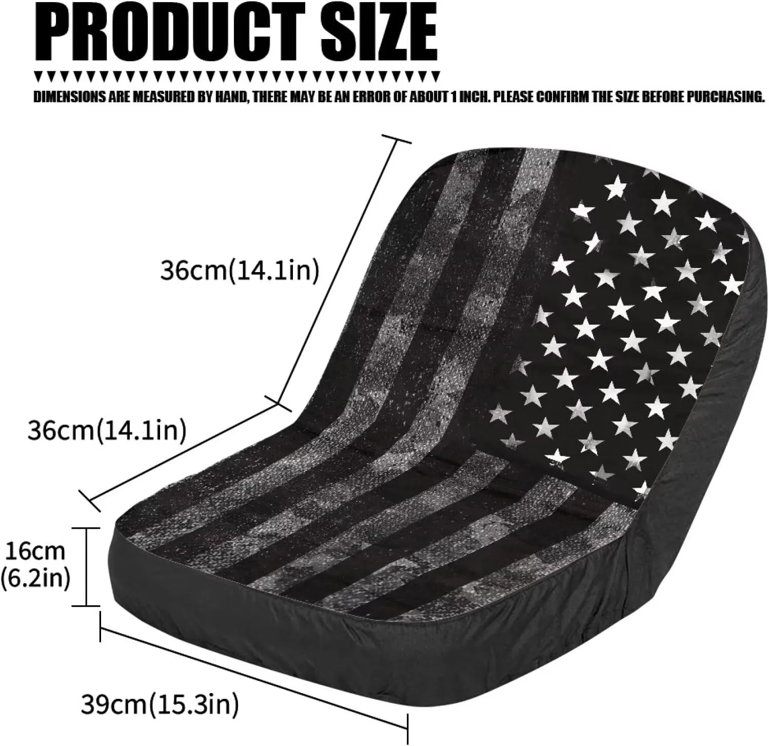 American Flag Print Excavator Seat Cover with Mesh Storage Bag Non-Slip Sweat Absorption with Back Pockets