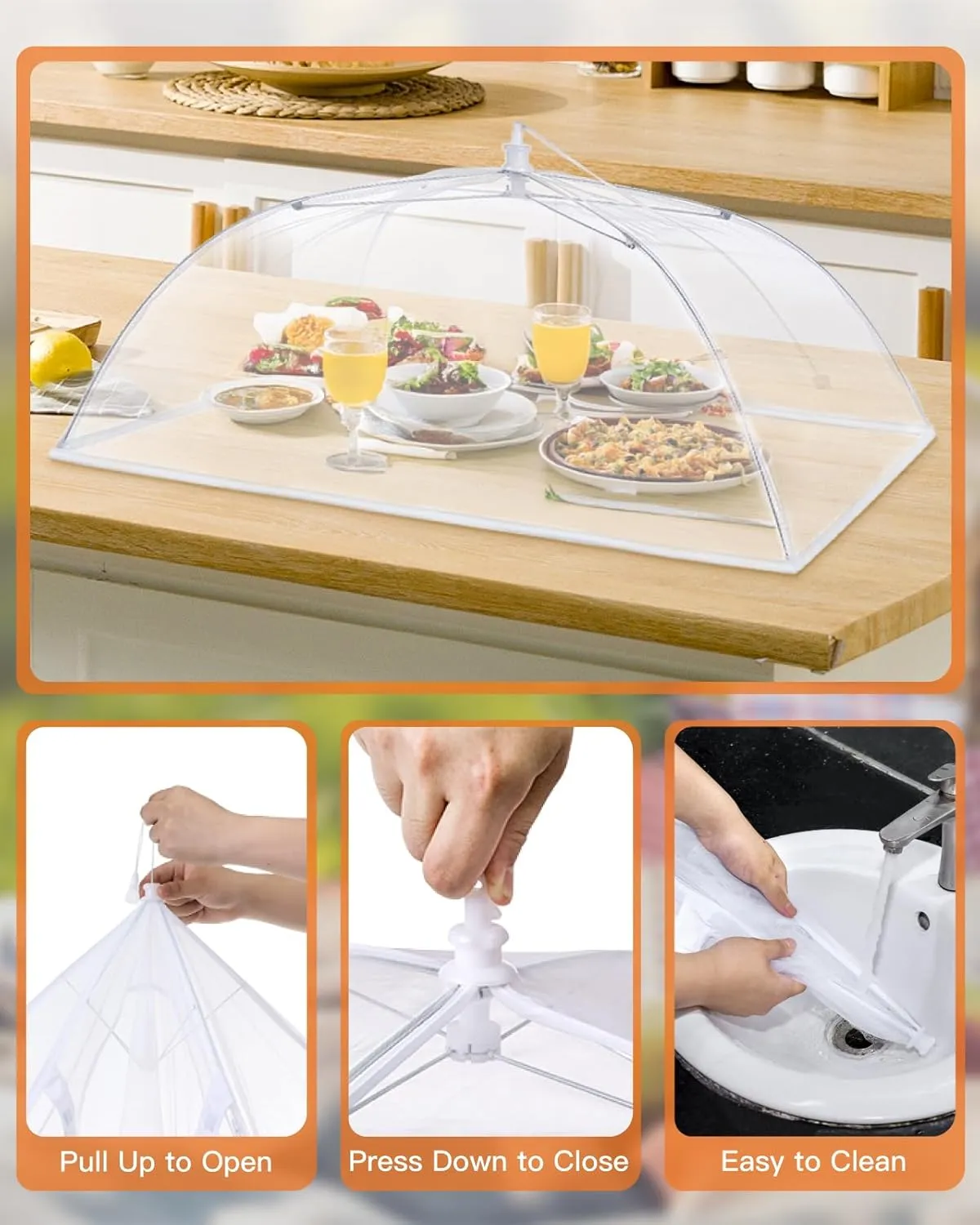 Anpro Food Cover, Food Tent, Pop-up Food Nets, Mesh Food Covers for Outside,Picnic Accessories, Food covers for outside,Reusable and Collapsible, 5 Pack (1 Extra Large-40 Inches,4 Standard-17 Inches)