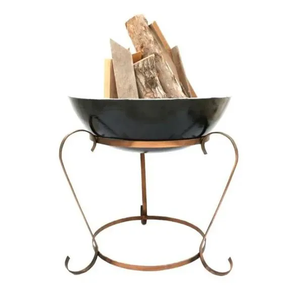 Antique Metal Black Fire Pit with Bottom Stand –  Heat-Resistant Coating